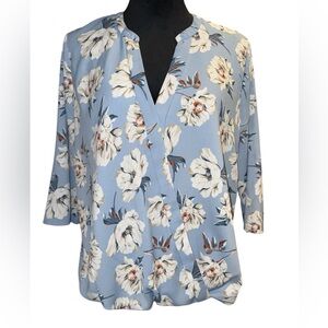 Cooper & Ella Floral Wrap Style 3/4 Sleeve Blouse, Size Medium